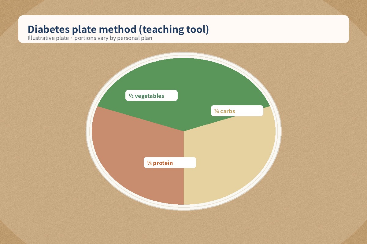 Diabetes plate method teaching illustration
