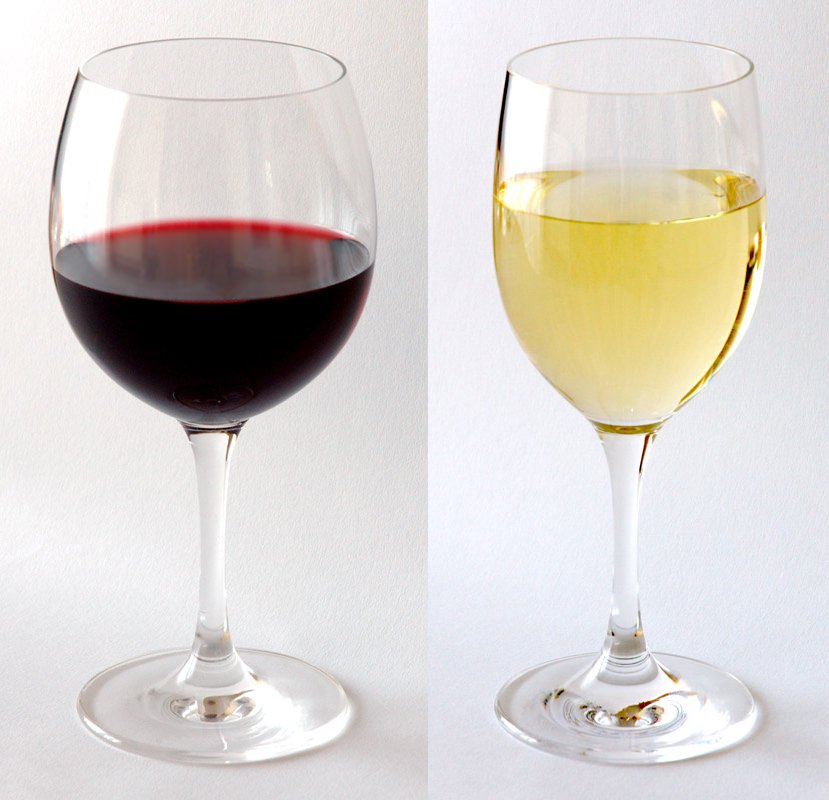 Glasses of red and white wine, the most common alcohol trigger for asthma symptoms