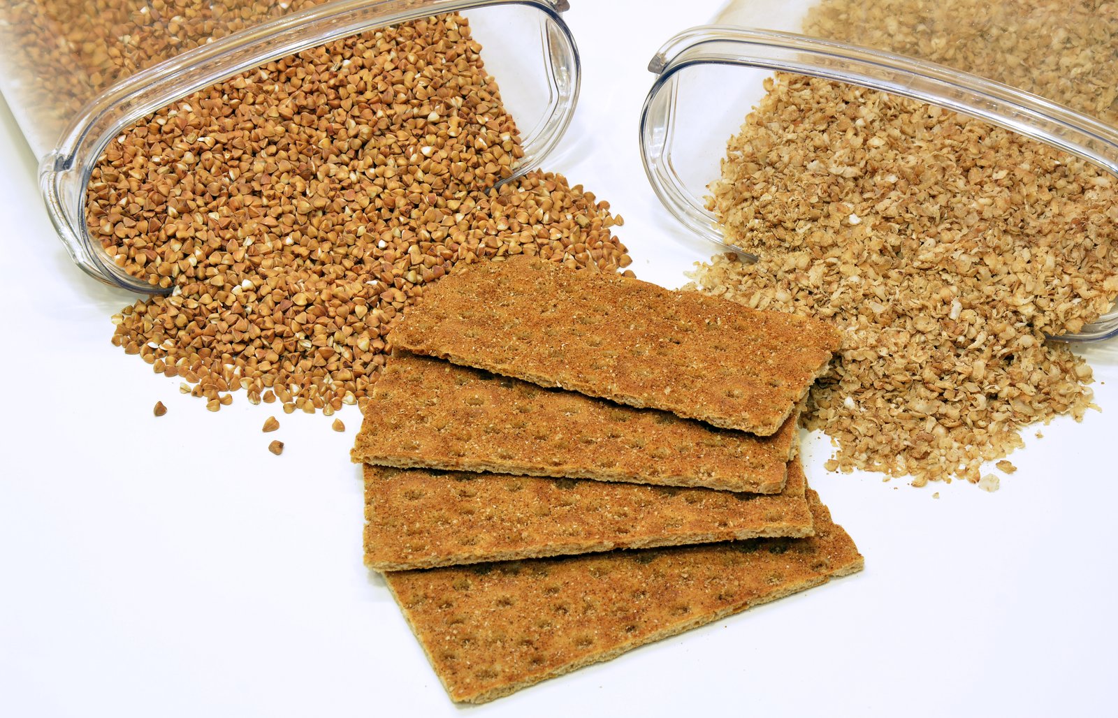 Buckwheat groats and crispbread; buckwheat is gluten-free, but check labels on a celiac disease diet