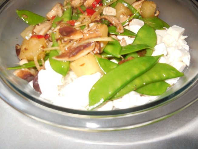 Tofu vegetable stir-fry as a lower-grease protein plate during Whipple recovery