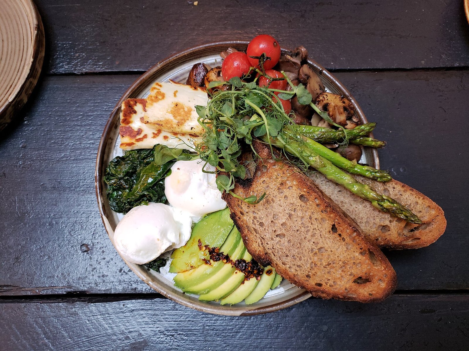 Soft breakfast plate with eggs and vegetables as an easier texture option during achalasia care