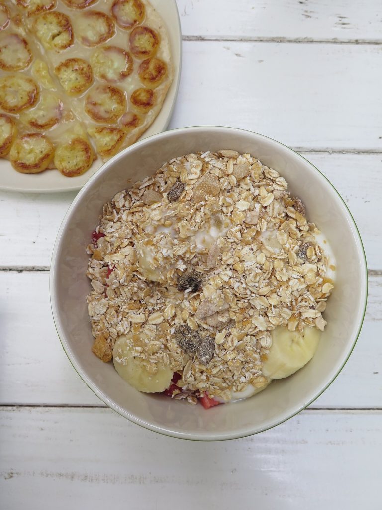 Healthy breakfast bowl as a soft fiber-forward start after hernia repair
