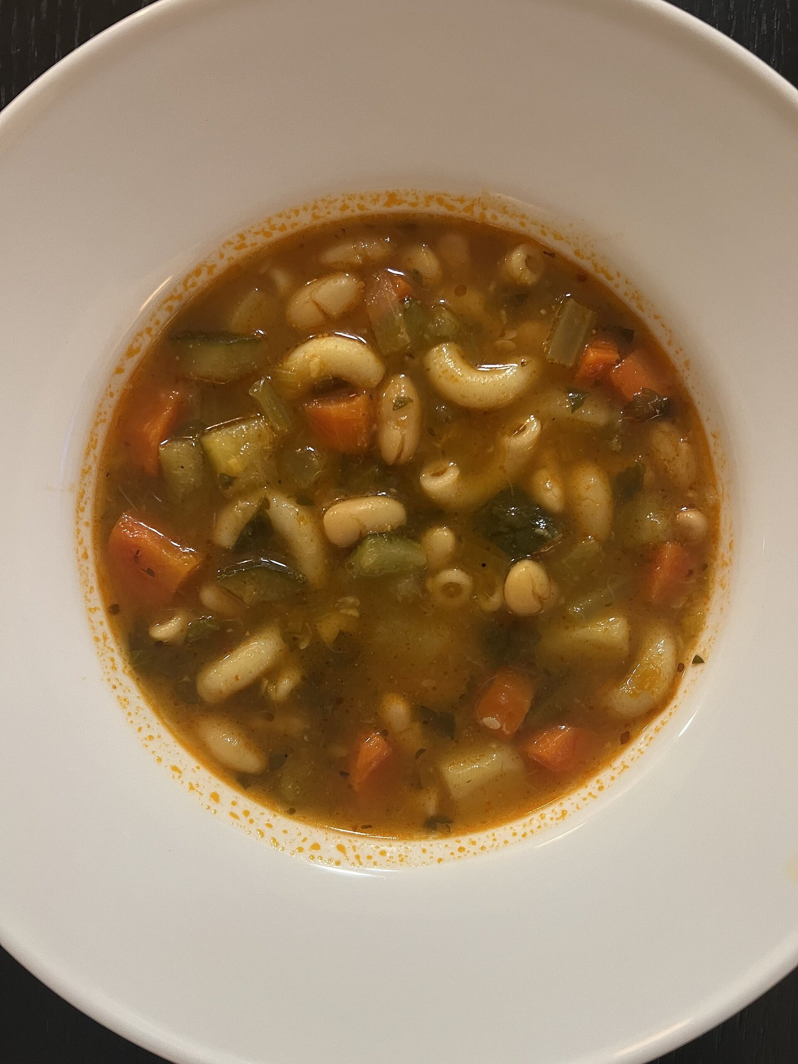 Homemade minestrone soup as an easy recovery lunch after hernia repair