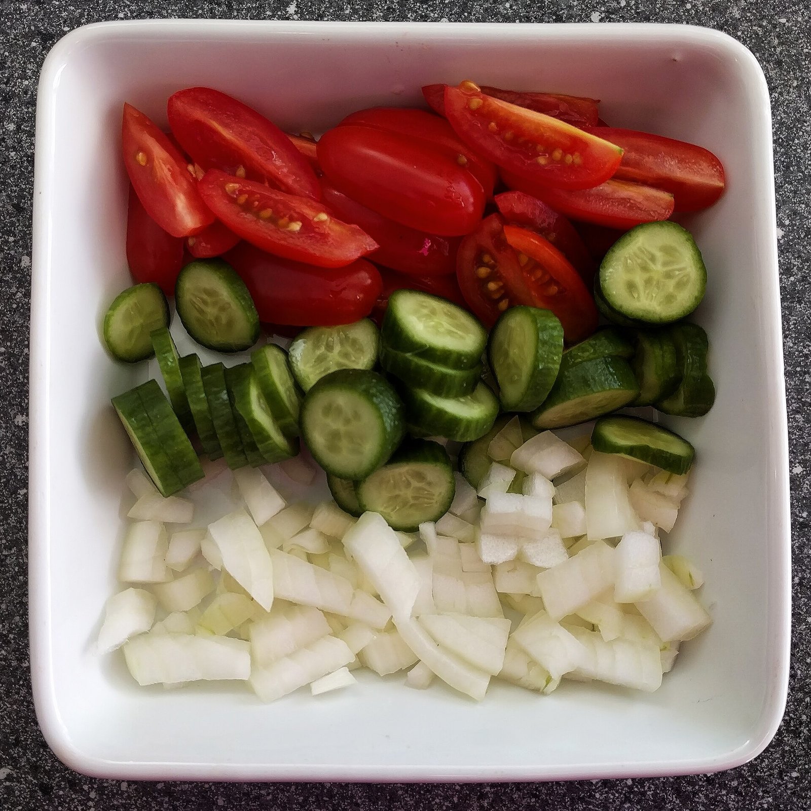 Fresh tomato cucumber salad supporting fiber habits for bowel comfort after hysterectomy