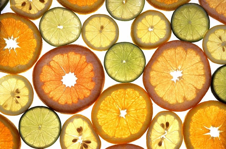 Assorted citrus fruits, produce often included in supportive allergic rhinitis season plates