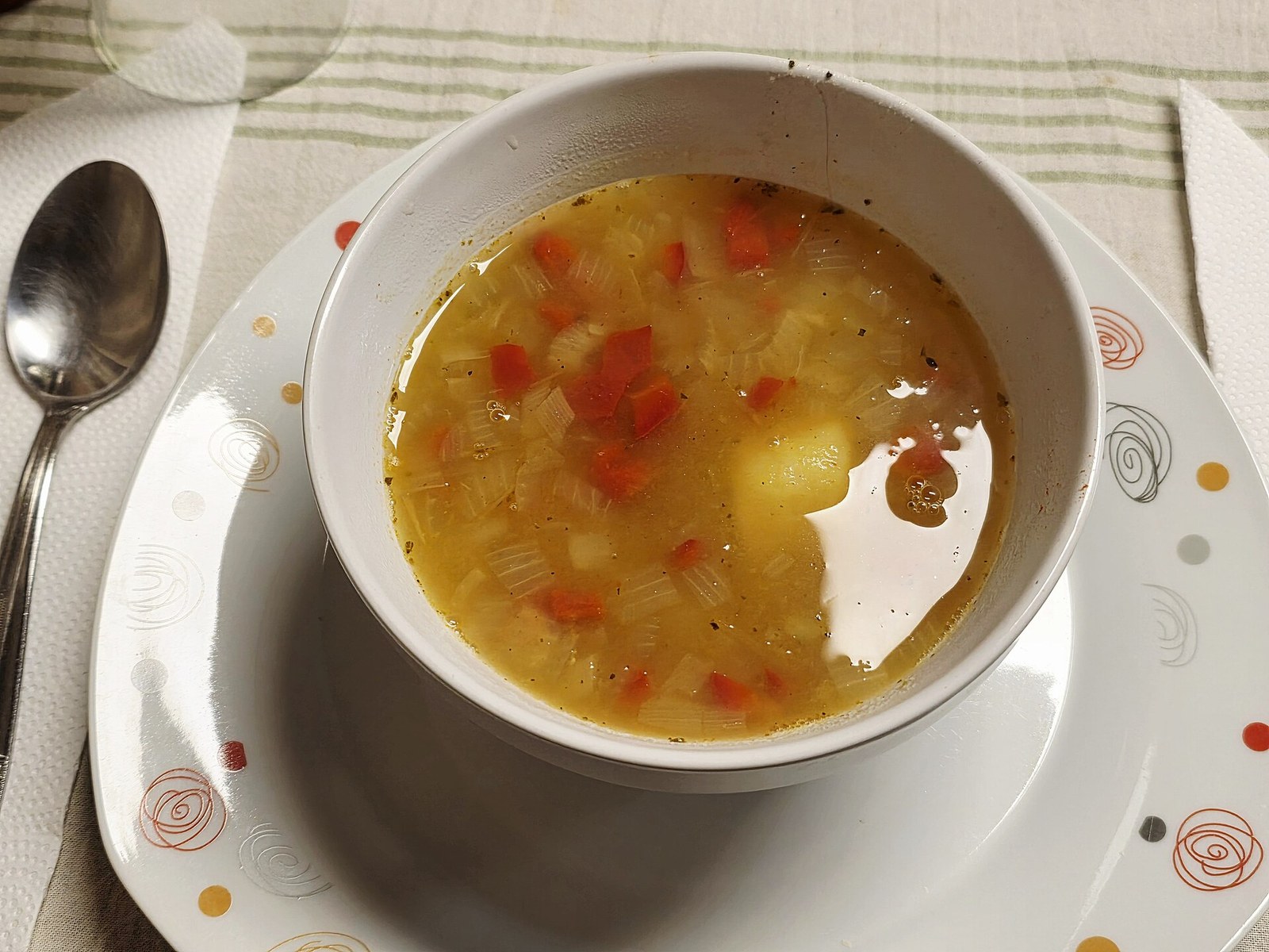Vegetable soup as a soft easy meal during stroke recovery when chewing or swallowing is limited