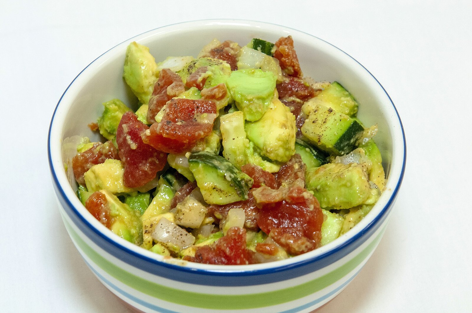 Cucumber tomato avocado salad illustrating produce-forward plates with vitiligo-aware living