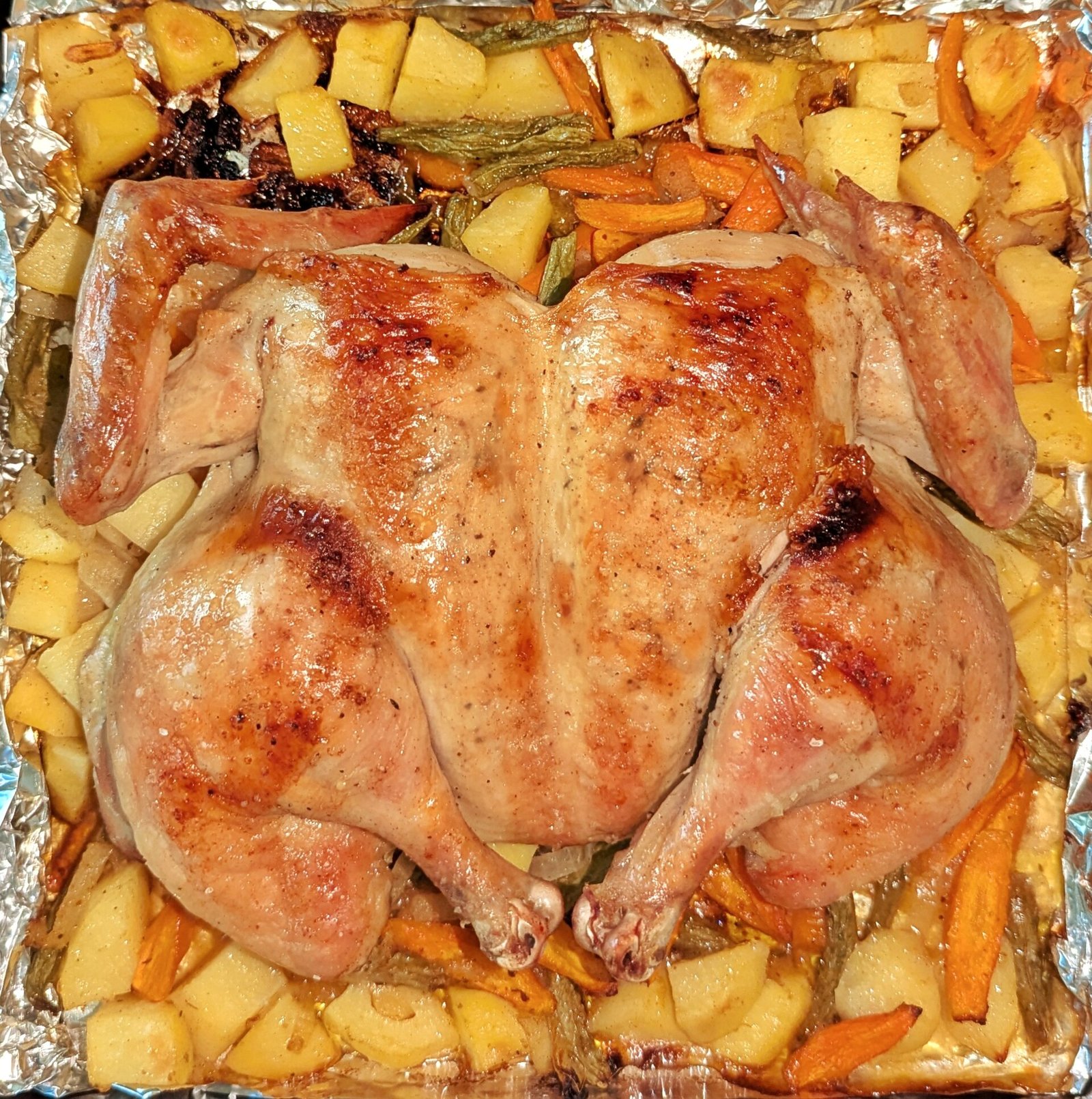 Baked chicken with roasted vegetables as an easy low-lift dinner after AF ablation