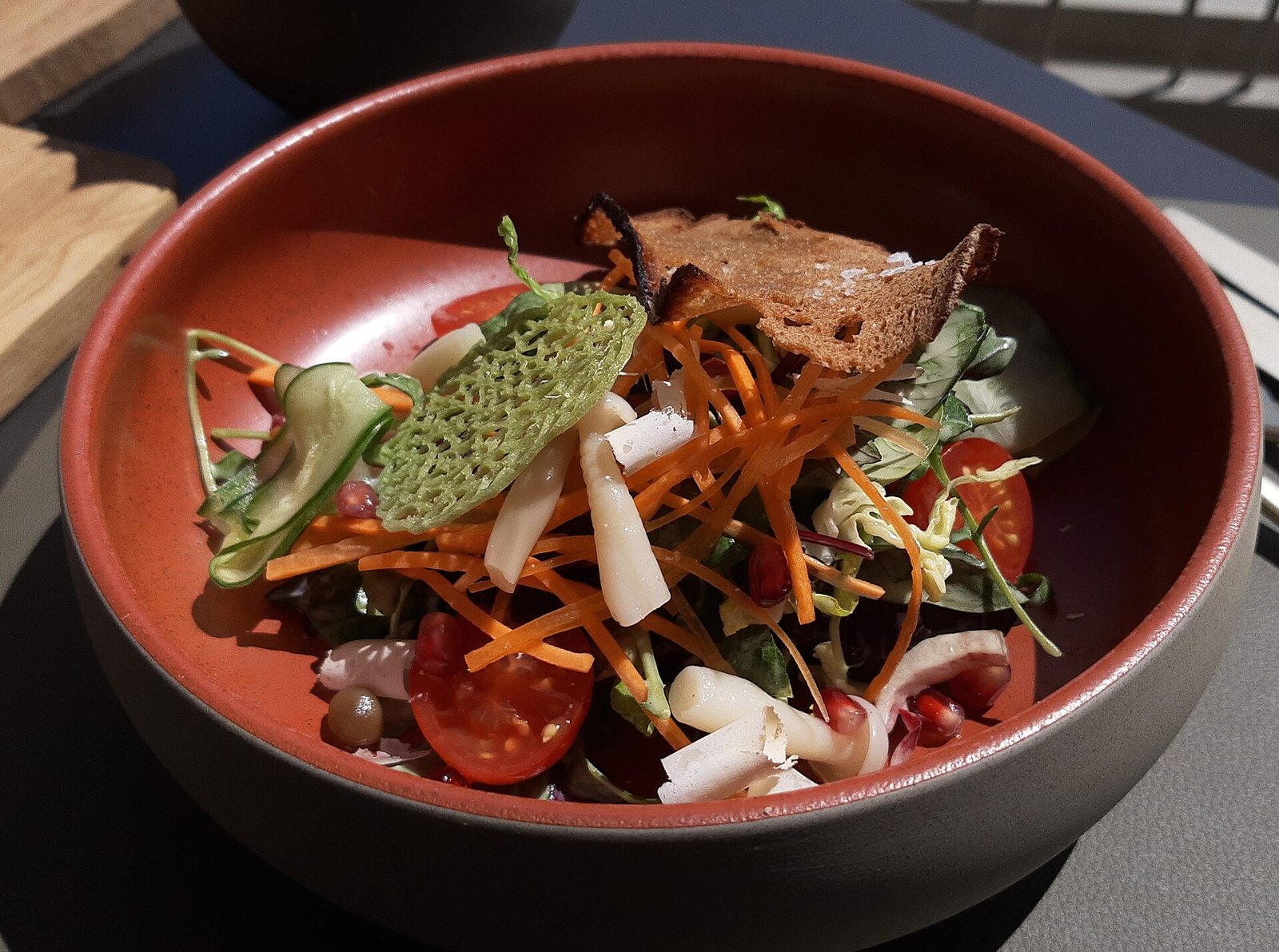 Vegetable salad bowl illustrating produce-forward plates after kidney transplant