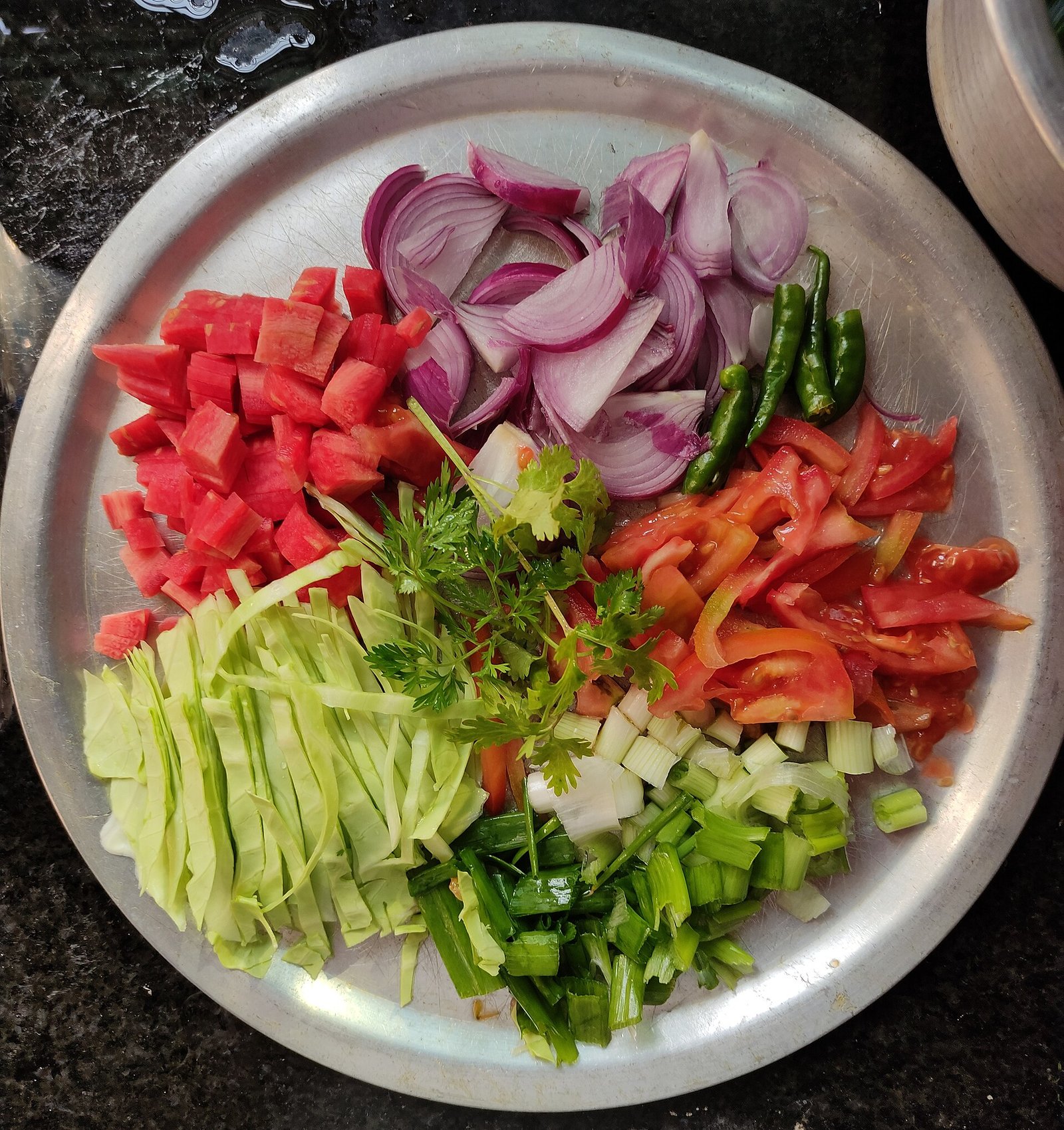 Chopped fresh vegetables supporting a lower-sodium plant-forward pattern