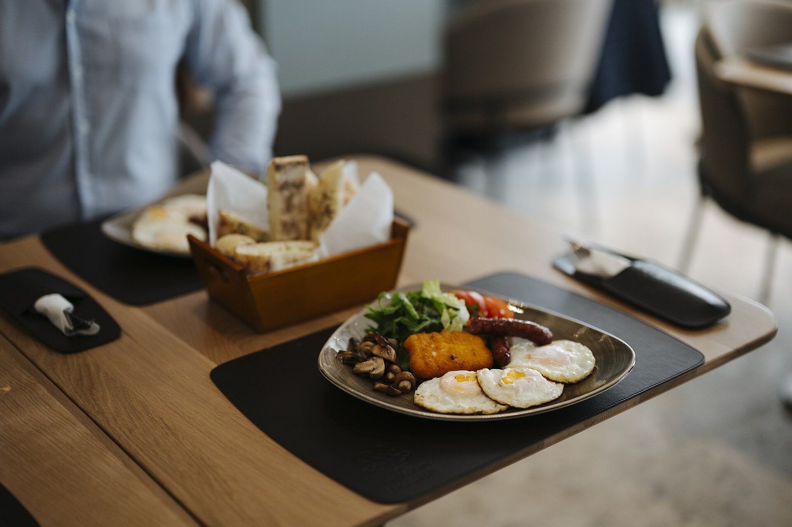 Fresh breakfast with eggs and vegetables as a lower-sodium savory start