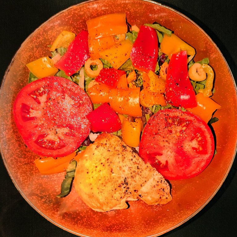 Chicken breast salad plate as a copper-aware dinner pattern