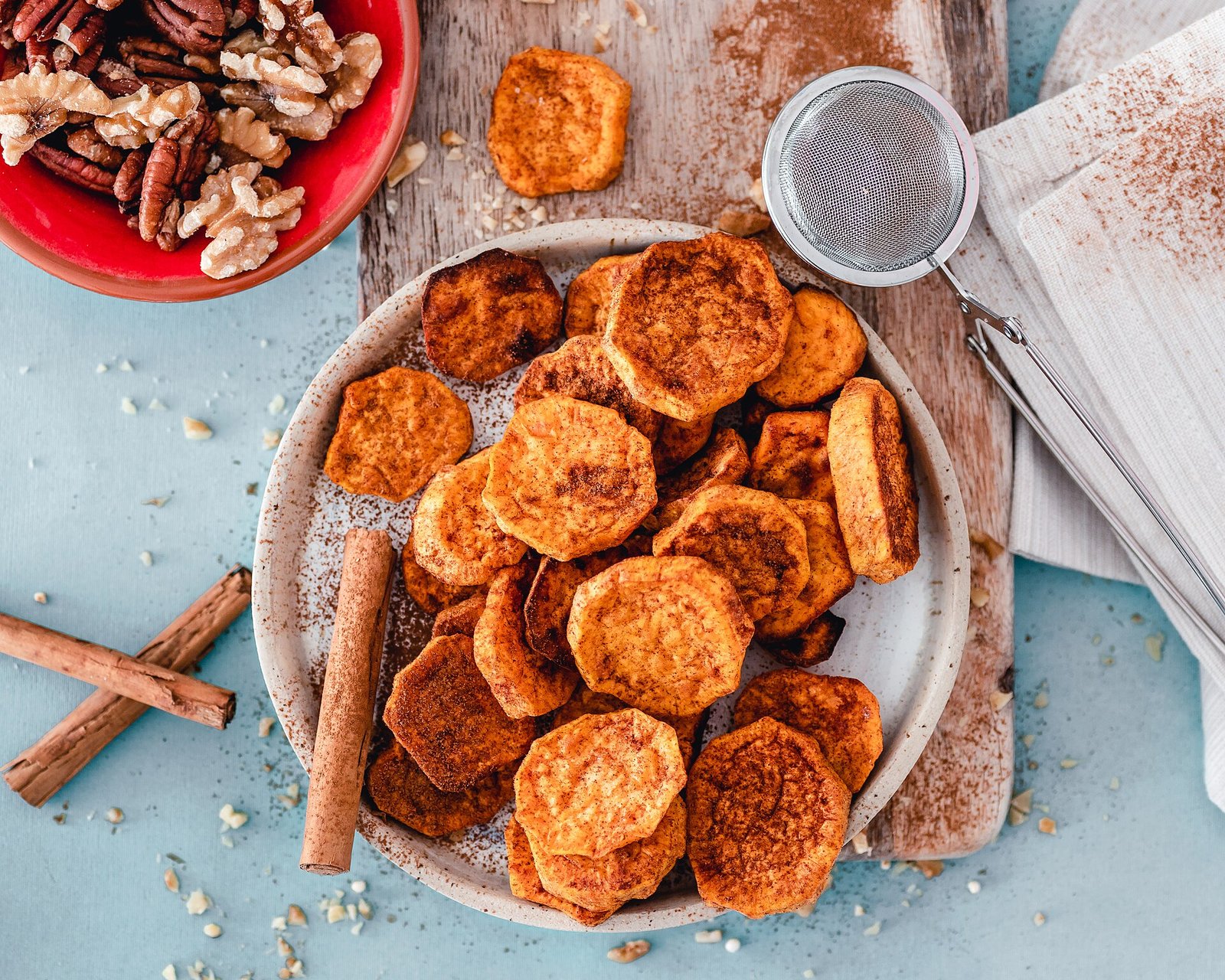 Baked cinnamon sweet potatoes as a simple oven side during early hand recovery