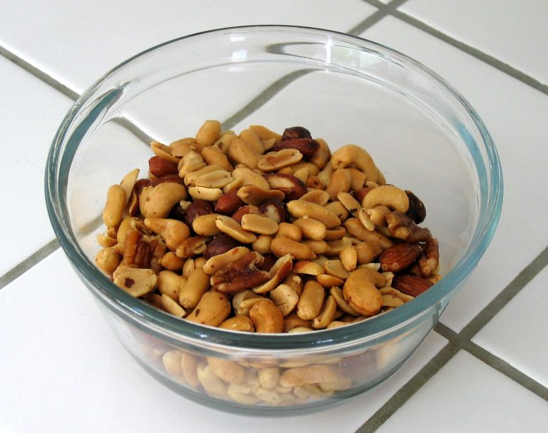 Bowl of mixed nuts, a magnesium-rich snack often included in a fibromyalgia diet