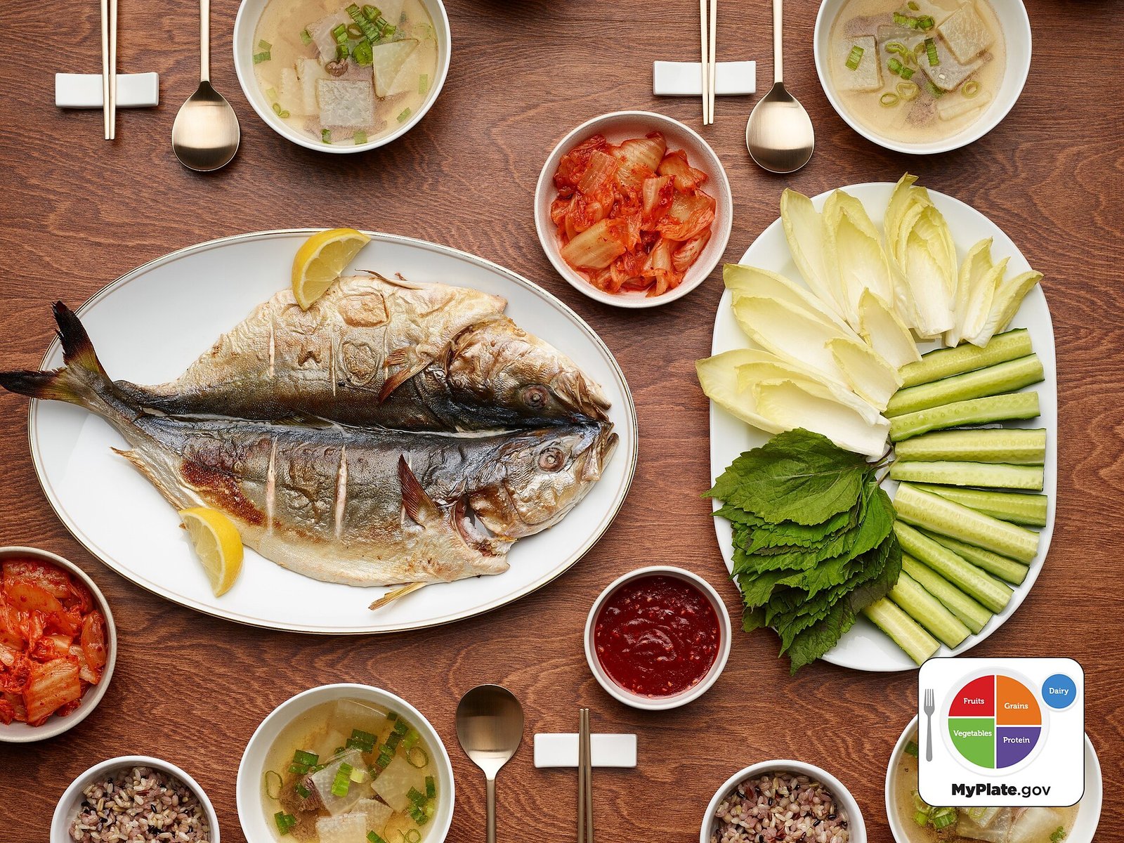 Grilled mackerel plate, a seafood iodine and protein option in a Hashimoto's diet