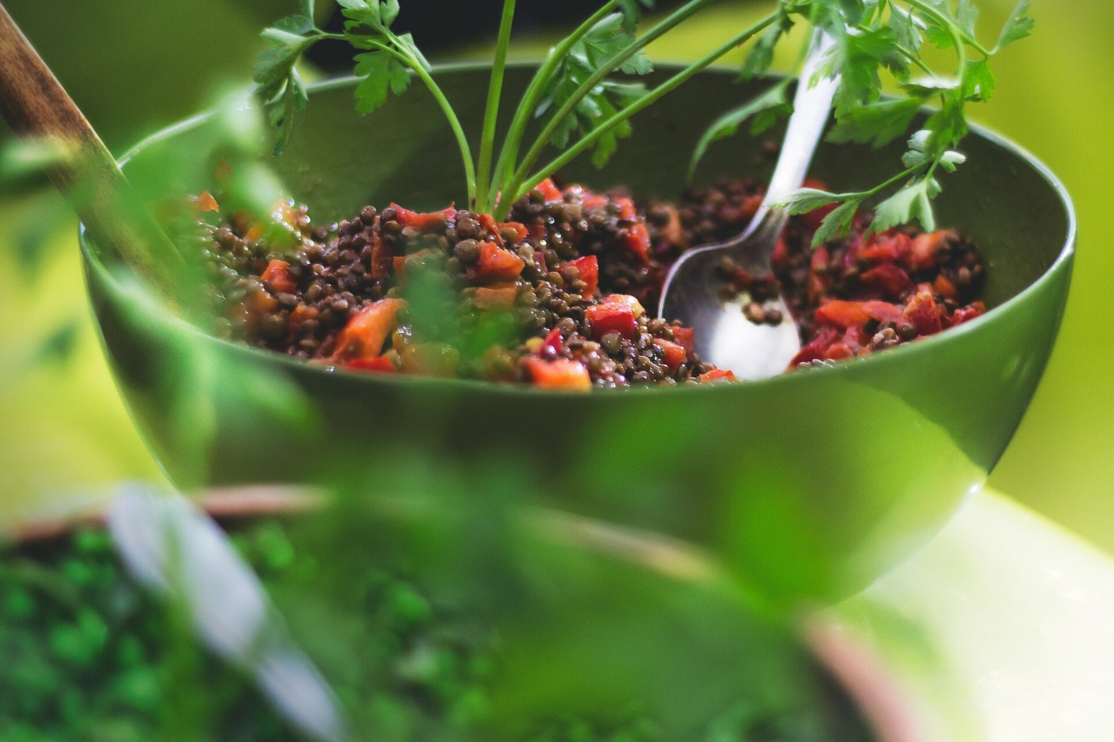 Lentil salad with herbs, a fiber-rich whole-food dish for a multiple sclerosis diet