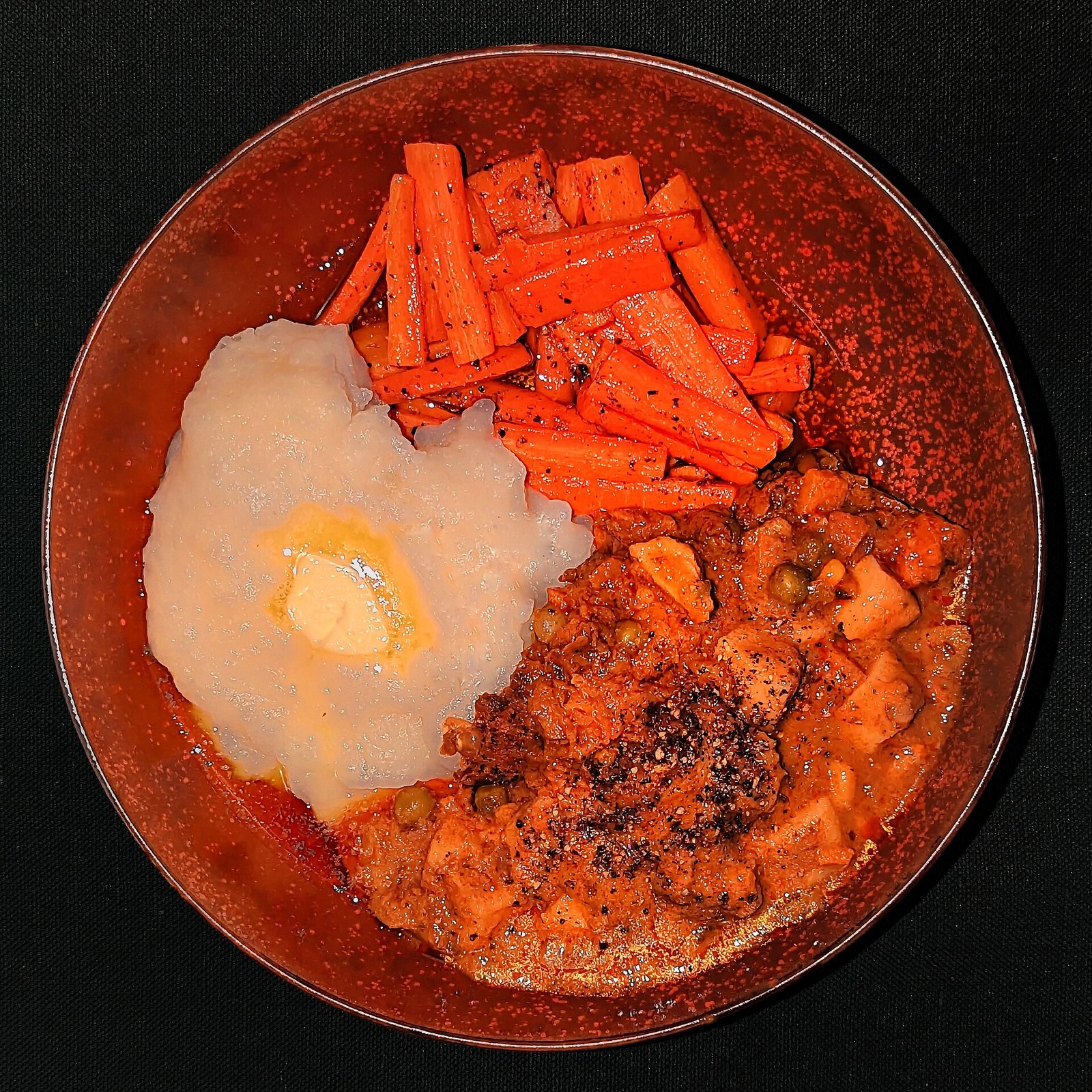 Roasted carrots and vegetables with olive oil, a plant-forward sciatica diet plate
