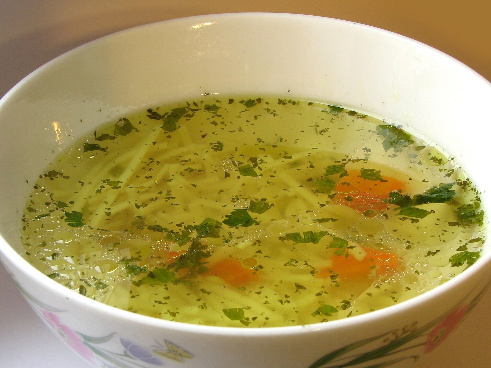 Chicken broth for hydration and easy calories during shingles recovery